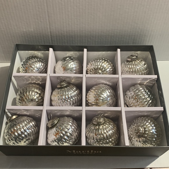 Martha Stewart Ornaments 12 Silver/ Gold Glass Embellished Christmas Ornaments - Picture 2 of 4